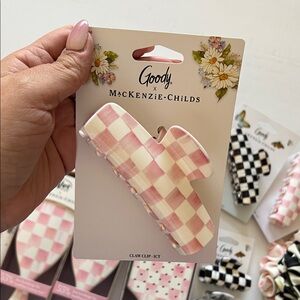 MacKenzie-Childs Pink and White Checkered Hair Claw Clip